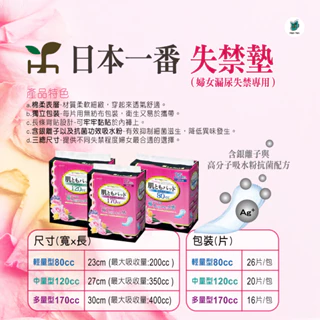 日本一番-失禁衛生棉墊 (婦女漏尿專用)