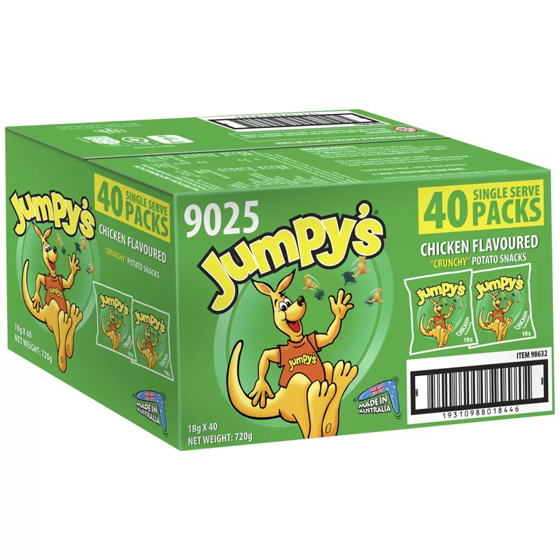澳洲代購 🦘Jumpy's Chicken Chips 袋鼠餅乾40入 買兩箱贈一條5小包裝 蝦皮購物