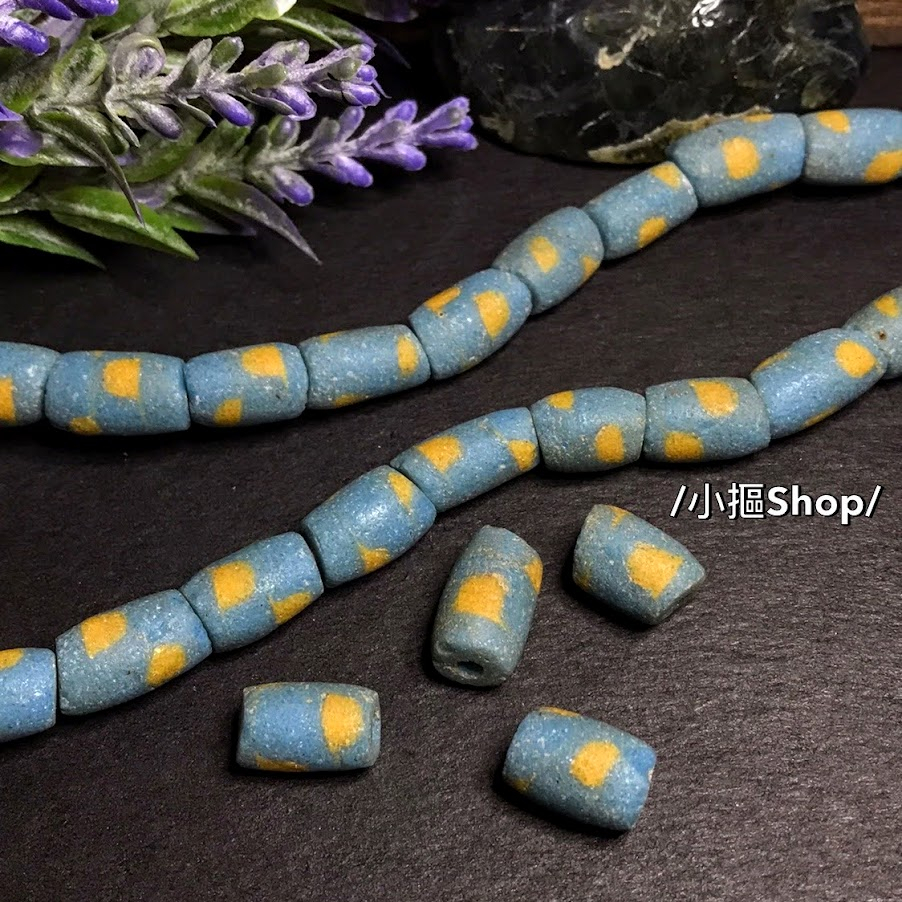 小摳飾品配件/ DIY 配件 琉璃珠 非洲貿易珠 / 約13-16mm非洲藍黃琉璃 非洲貿易珠G92 | 蝦皮購物