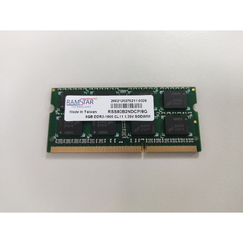 良品 RamStar 筆電 DDR3L 1600 8G 8GB 筆記型電腦 NB 記憶體 RAM 1.35V DDR3 | 蝦皮購物