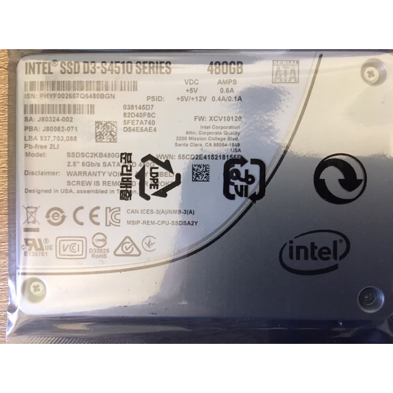 良品】Intel SSD D3-S4510 SERIES 480GB Yahoo!フリマ（旧）-