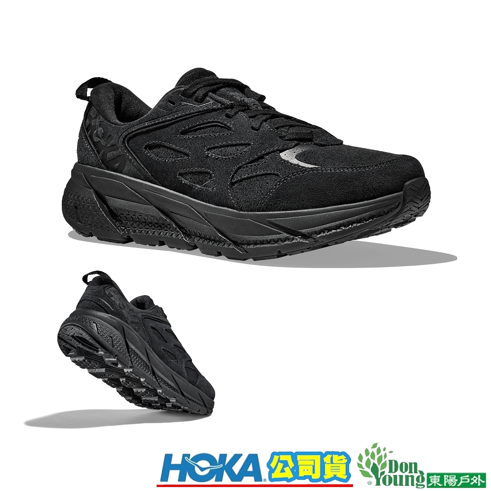 HOKA】 HO1122571BBLC 男女共款CLIFTON L Suede 潮流麂皮路跑鞋黑