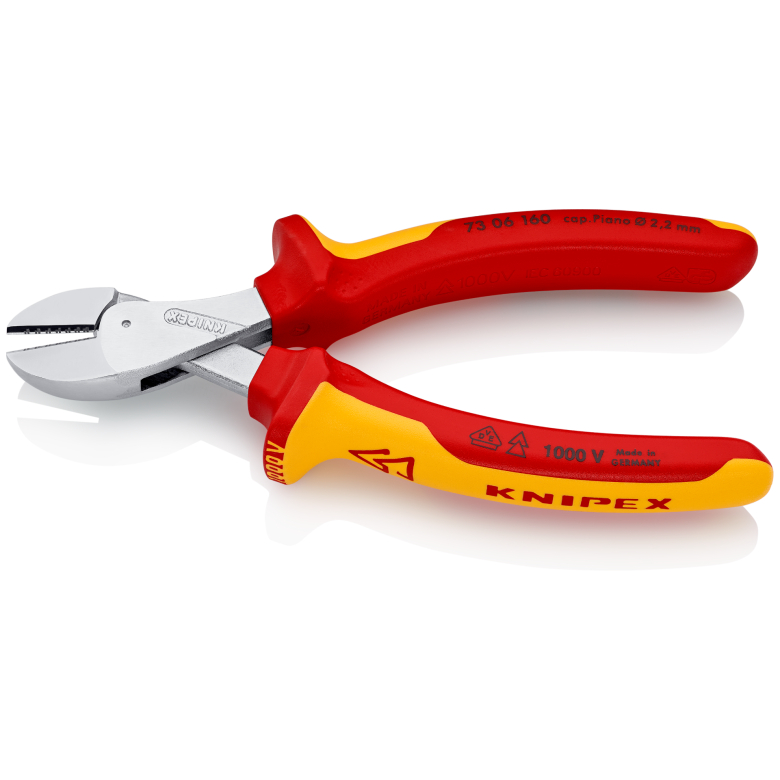工具 美德工具】KNIPEX 73 06 160 緊湊型X-CUT斜口鉗(鍍鉻絕緣防銹版)，耐
