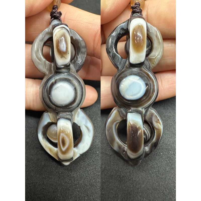 D9194 天然西藏原礦金剛杵九頁岩天眼珠九頁岩天珠項鍊| 蝦皮購物