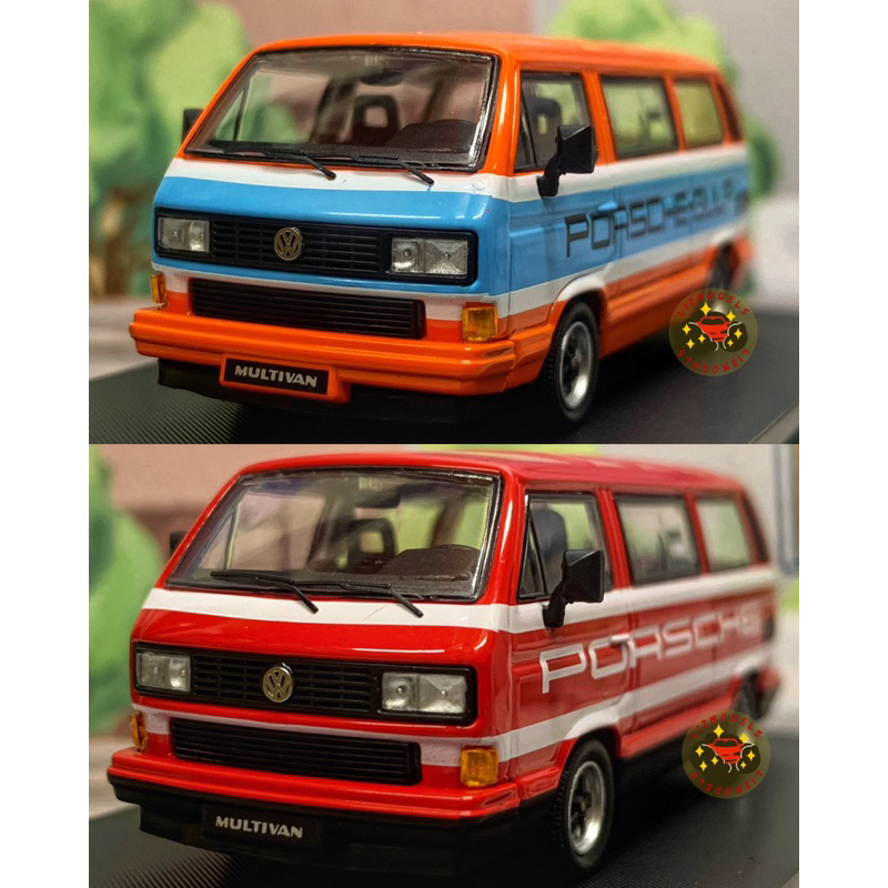 Master 1:64 Porsche B32 & VW T3 Multivan 1985 Van Gulf Jouets moulés sous pression Modèles de voitures Miniature Hobby Cadeaux exquis