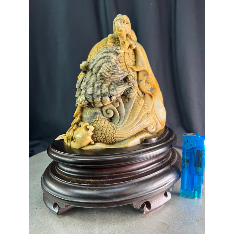 大陸國寶壽山石巧雕鰲龍（鯉魚躍龍門）擺飾（老件）-K11 | 蝦皮購物