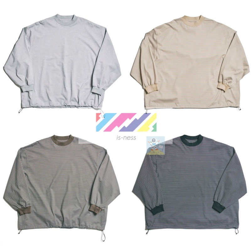 IS-NESS 23AW BALLOON LONG T SHIRT 抽繩條紋長袖T恤| 蝦皮購物