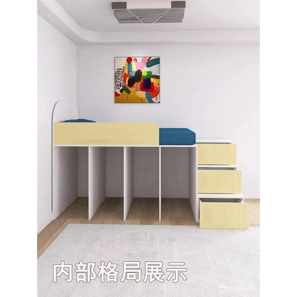 半高箱式床【台灣公司 支援客製尺寸】小戶型衣櫃連床一體上床下櫃半高床大人青少年男孩 高架床 床架 收納床架 | 蝦皮購物