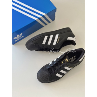 Kazima｜現貨愛迪達Adidas Superstar 金標黑白復古貝殼鞋黑底白線