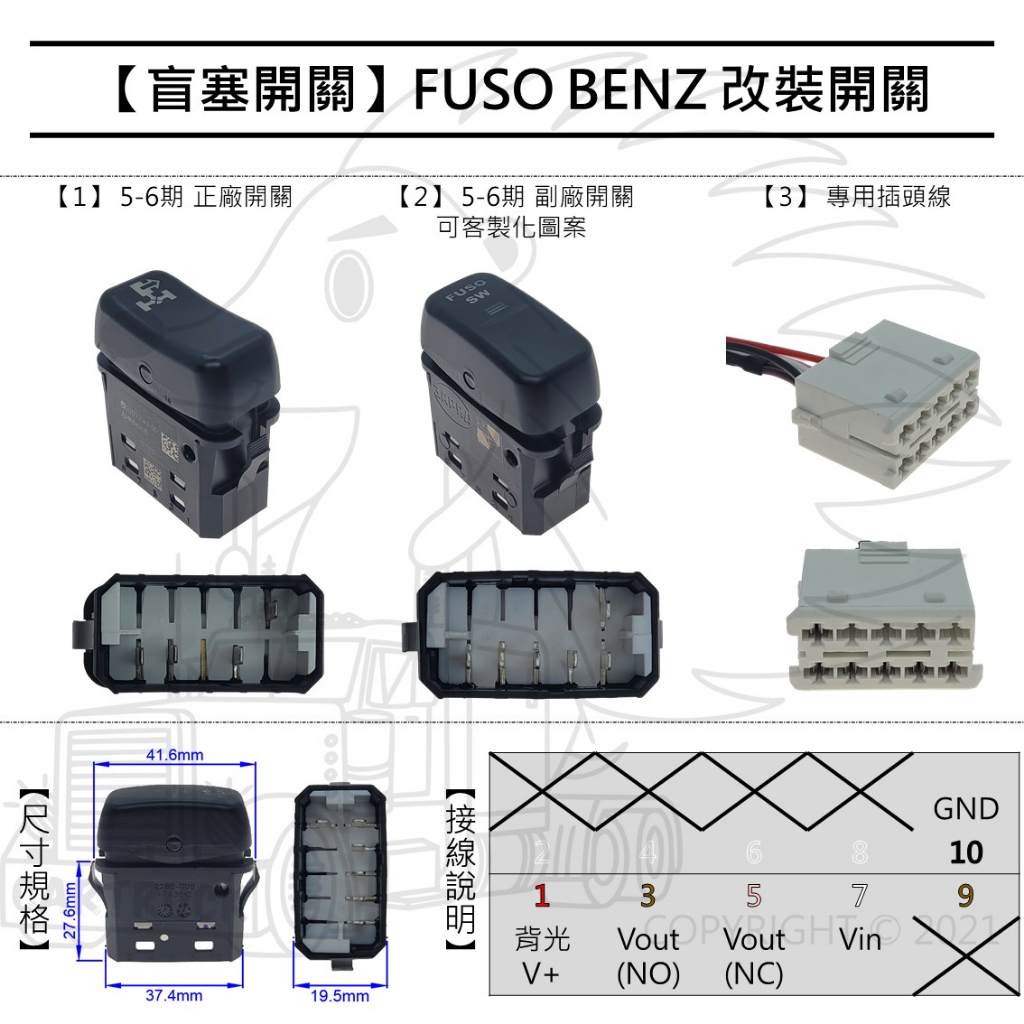 【盲孔開關】【三菱 FUSO BENZ SCANIA】預留孔開關 改裝開關 客製化圖案 MK645420 盲塞開關 開關 | 蝦皮購物