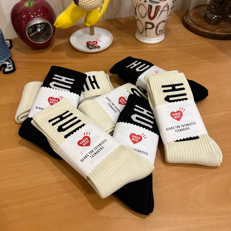 HUMAN MADE HM LOGO SOCKS 字體襪子黑色/白色| 蝦皮購物