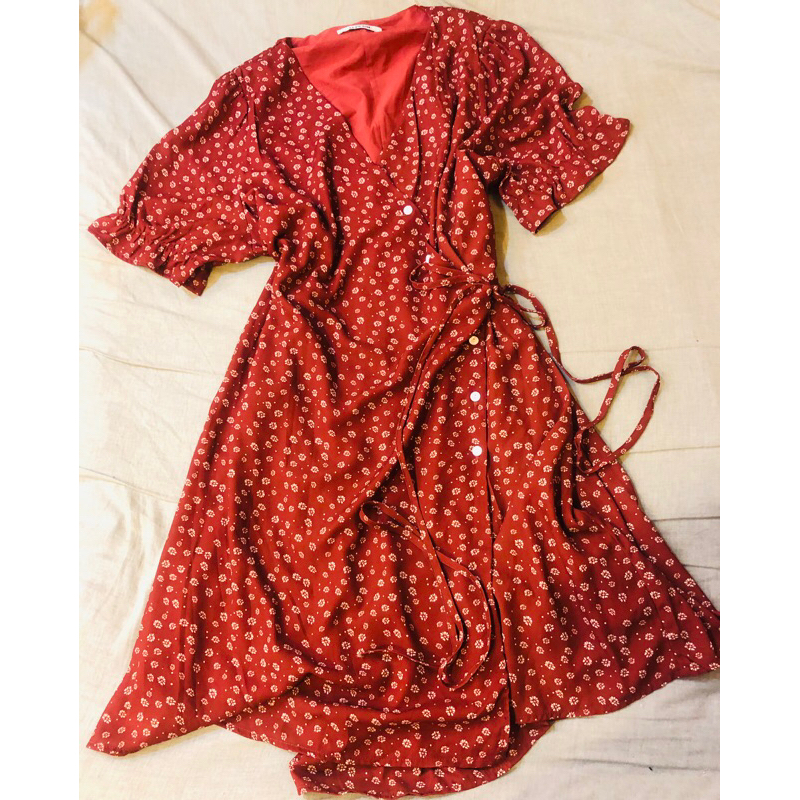 Brandy Melville Mabel Dress 方領皺褶短䄂洋裝連身裙 全新二手