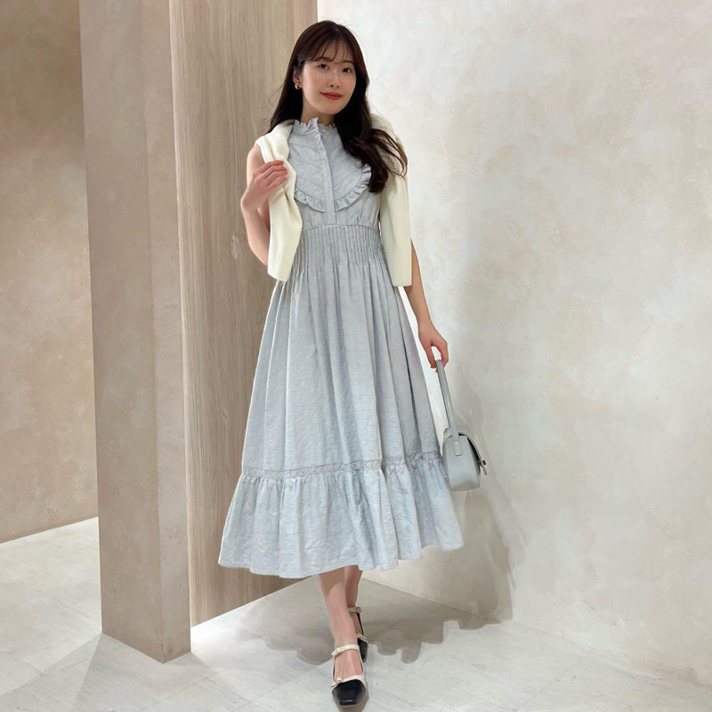 ワンピース herlipto Paisley Cotton Lace Long Dress Paisley Cotton Lace Long Dress… - rose wood ,powder sky (New Color