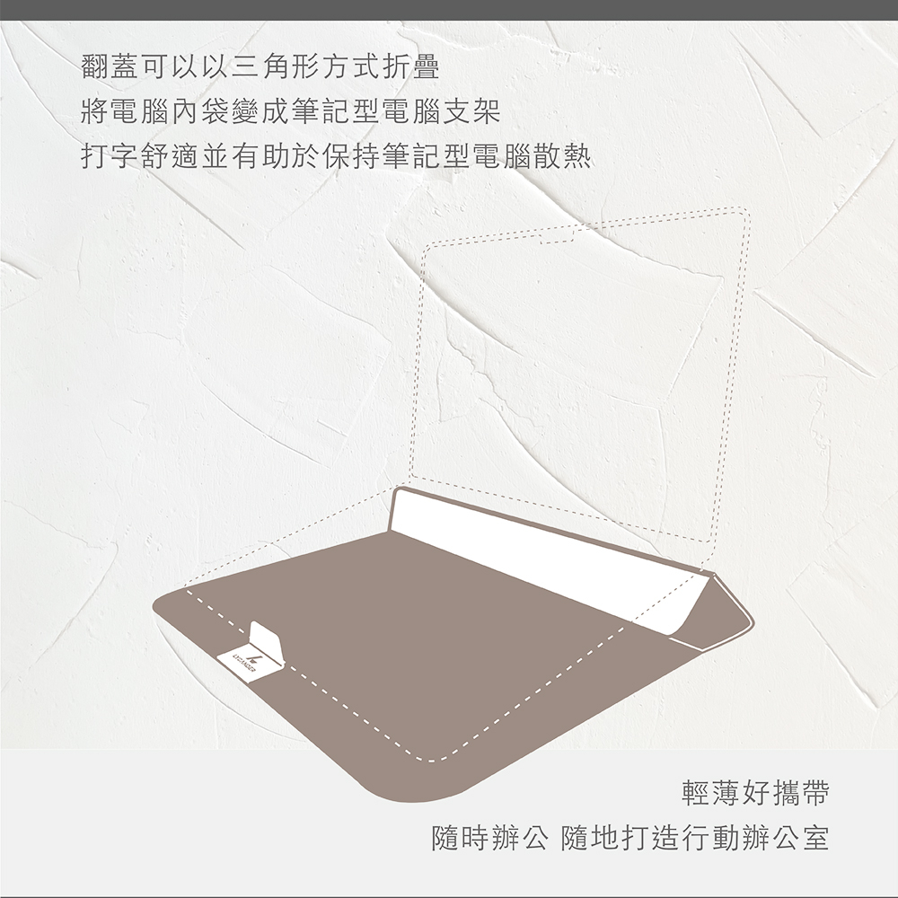 Lycander Contrastin 含支架 14吋 筆電內袋手拿包, 黑
