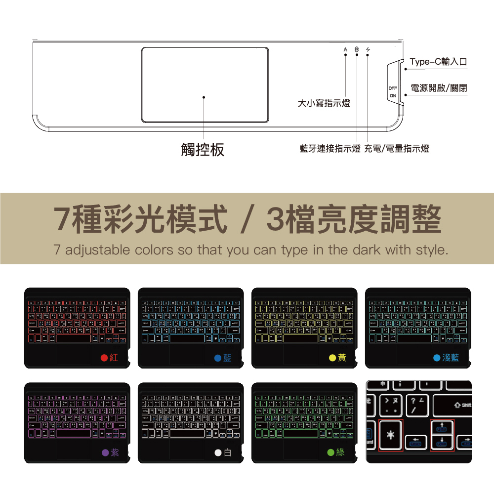 Lycander HALFTER iPad 11 吋 (第 11 代，2025，A16) 藍牙無線鍵盤保護殼 - 繁體, 黑