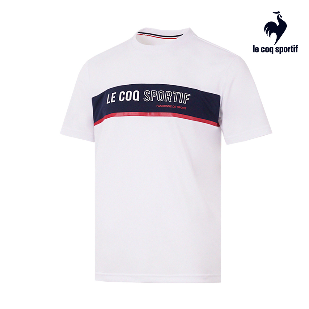 LE COQ SPORTIF 法國公雞】吸濕排汗休閒基礎短袖T恤-男款-白色