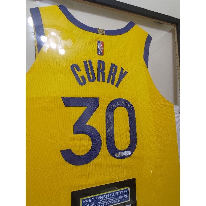 【收藏家先生】｜NBA｜簽名球衣｜ Stephen Curry 75週年紀念款 宣告版AU球衣 親筆簽名加簽座右銘 | 蝦皮購物