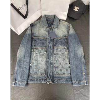 Louis Vuitton Fringed Monogram Boyhood Denim Jacket lavender sz 46 S