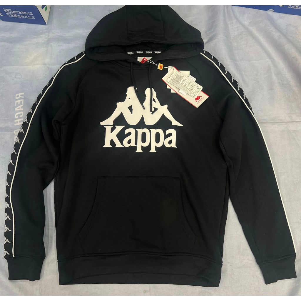 Kappa hoodie black hot sale and white