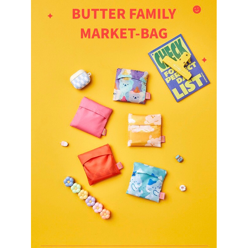 現貨 韓國品牌 BUTTER 收納隨身環保袋 貓咪 熊熊 狗狗 | 蝦皮購物