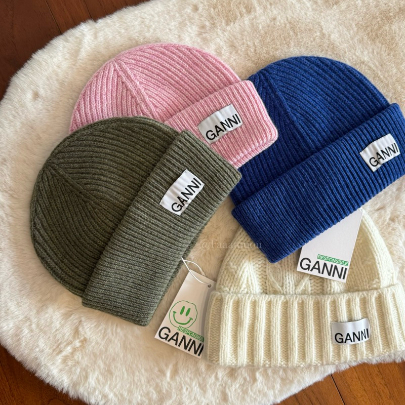 𝐅𝐚𝐚𝐚𝐭𝐨𝐮𝐨𝐮 𝐬𝐞𝐥𝐞𝐜𝐭🔖 Ganni - Logo Patch Beanie 毛帽