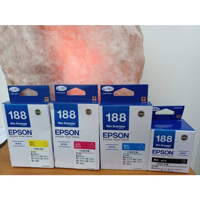 EPSON 188 T188原廠墨水匣四色組(黑.藍.紅.黃)WF-3621/WF-7611/WF-7111 | 蝦皮購物