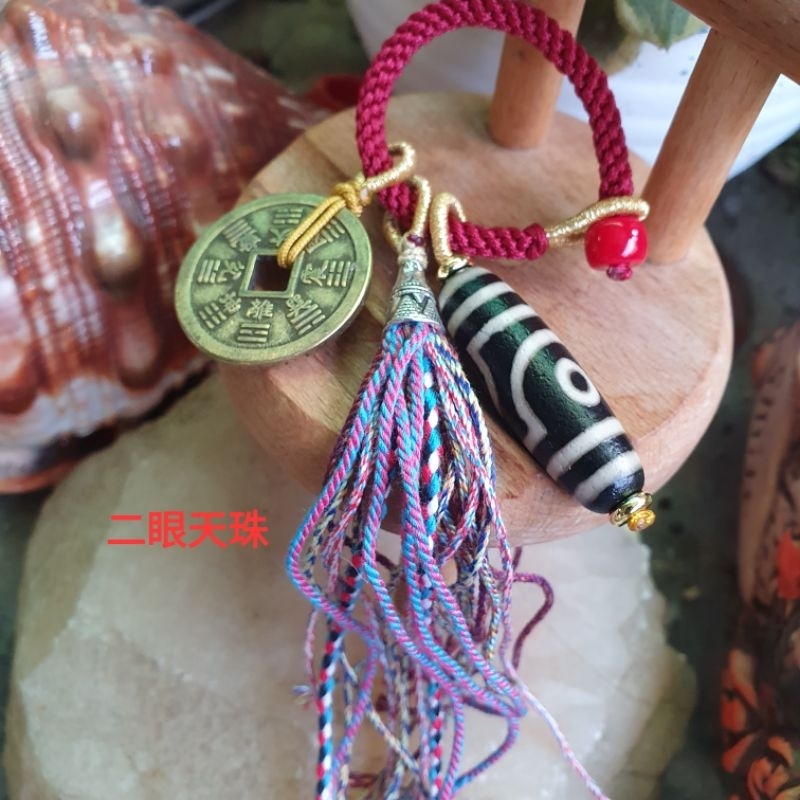 DZ1028天珠包掛繩成品天珠36×12.7.藏式流蘇127公分天錢八卦令