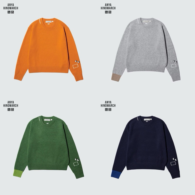 Maglione Cashmere Uniqlo X Anya Hindmarch Grigio Taglia M - Girocollo Con Foro Pollice - Foto 2