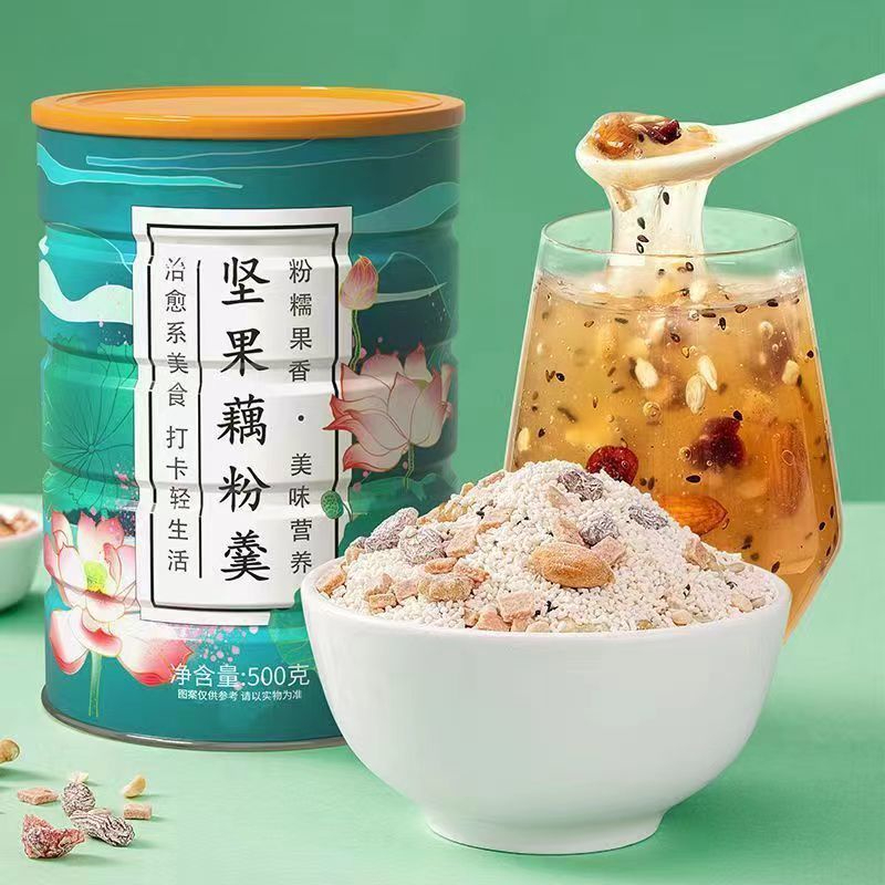 津津優味】熱銷堅果藕粉羹500g 多口味奇亞籽水果撈藕粉紅棗枸杞