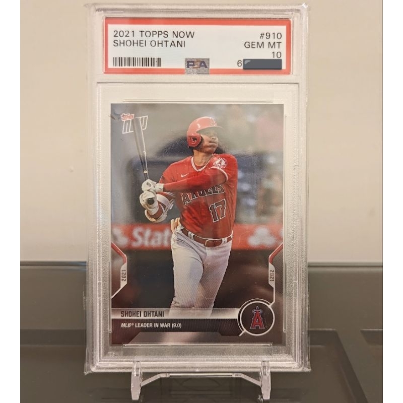 大谷翔平2021 topps now #910 領先全大聯盟的9.0 WAR值PSA10 球員卡