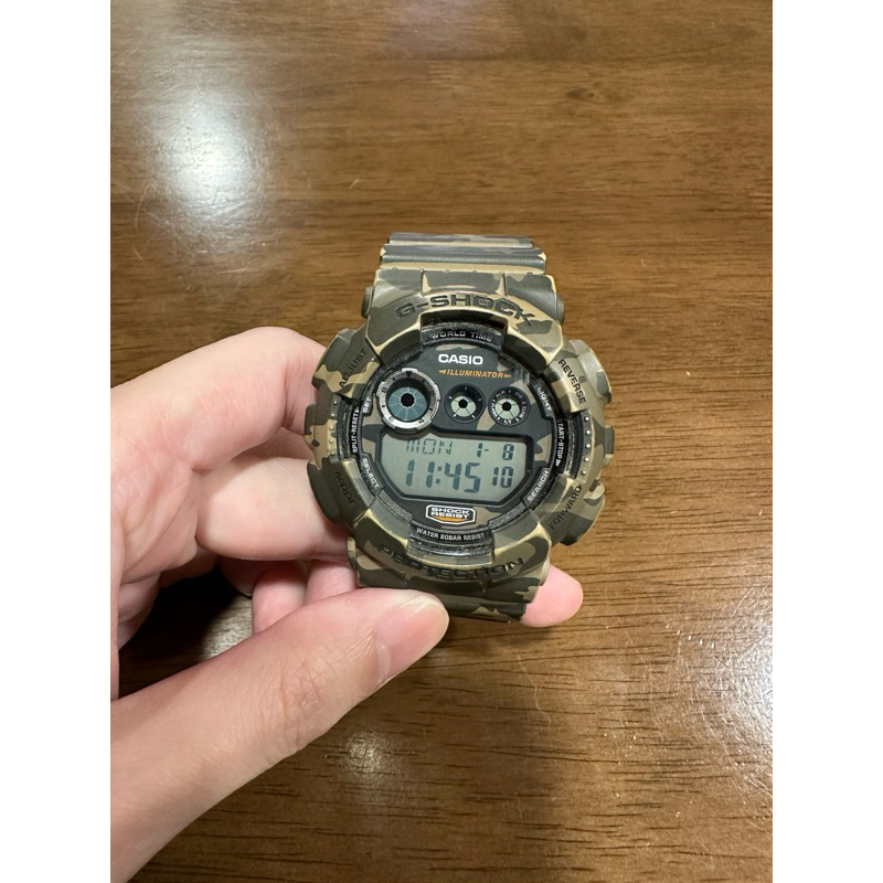 二手 Casio G-shock 手錶 電子錶 綠迷彩 軍綠 GD-120CM-5DR