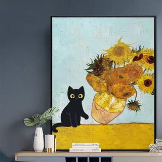 CAT‧向日葵－掛畫 裝飾畫－森活小飾 Lifedecor