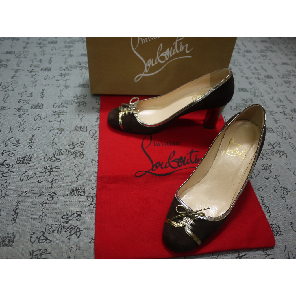 義大利製Christian Louboutin 高級麂皮粗跟鞋USA 5.5 EUR 35 JPN