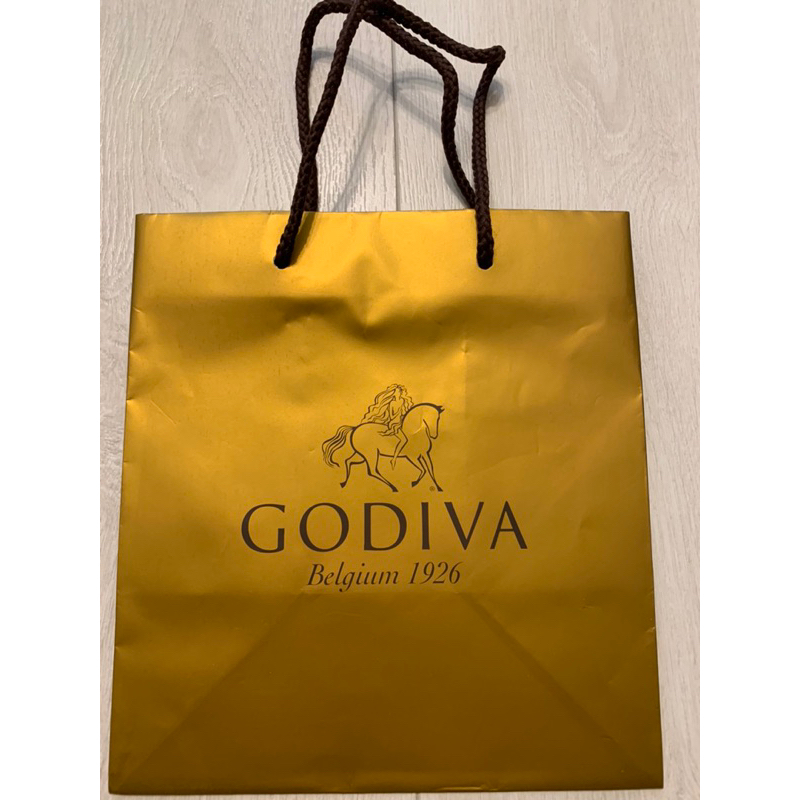 GODIVA 專櫃品牌紙袋 提袋 禮物袋 情人節禮品袋 金色質感極佳 裝箱空運帶回 難免多少有些許摺痕 有瑕疵