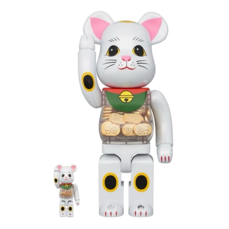 BE@RBRICK - レア 初期品 白 MANEKINEKO BE@RBRICK 招き猫 400% BLS • 全新BE@RBRICK 400%+100% 小判白色金幣招財貓bearbrick 庫柏力克