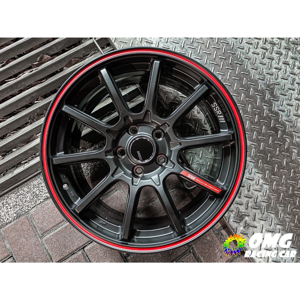 SSR GTV05 17x7 +48 5x114.3 Flat Black With Red Line