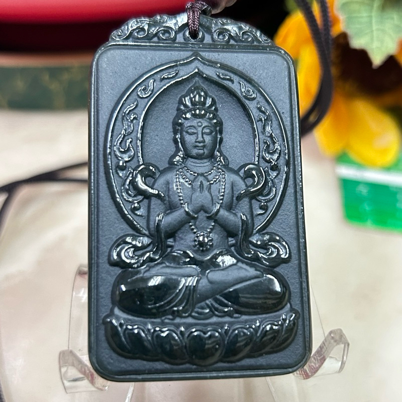 附證書）台灣現貨天然和田玉墨玉合掌觀音寶瓶觀音觀音自在觀音