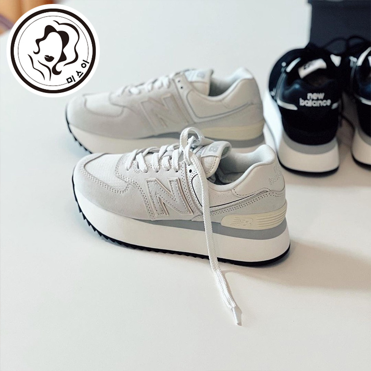 new balance 574 厚底款IU同款元祖灰粉色米色增高WL574ZBA WL574ZAA