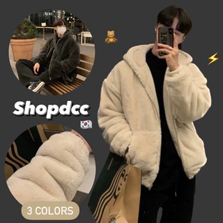 【Shopdcc】 🇰🇷✈️ 韓國 男生 連線款 絨毛 毛毛 外套 女生 鋪棉 毛大外套 連帽外套 大外套 保暖 羊羔毛