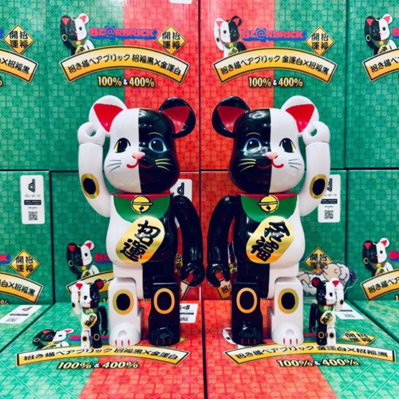 MedicomToy Be@Rbrick #招財貓招福黑×金運白/金運白×招福黒100/400％ 過年最愛系列🔥 | 蝦皮購物