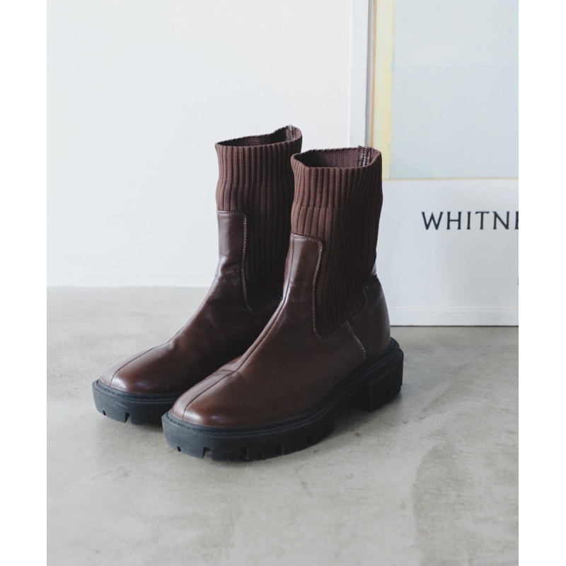 kasutane/short ソックスブーツ Kastane Short Boots Dark Brown ソックスブーツ（ブーツ