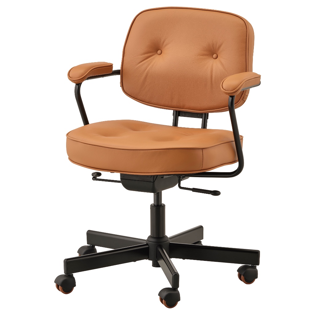 北歐LOFT風格經典IKEA宜家ALEFJÄLL人體工學設計電腦椅辦公椅旋轉椅工作椅/金棕色/二手八成新/特$6880