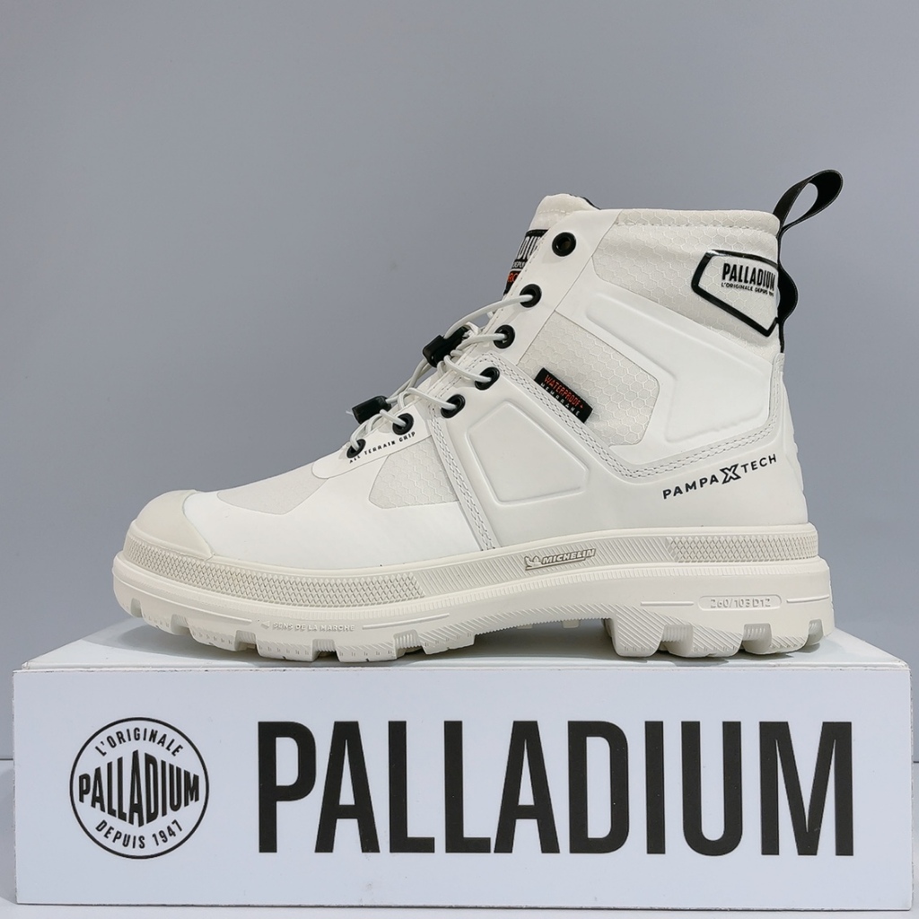 PALLADIUM PAMPA X TECH 男女款白色米其林聯名防水耐磨雨鞋休閒靴74067