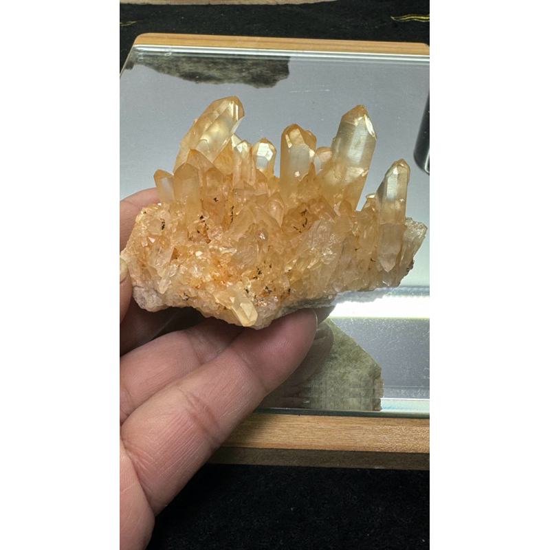 1228 美美橘子水晶霞色晶簇橘粉色晶簇水晶晶簇擺件可| 蝦皮購物