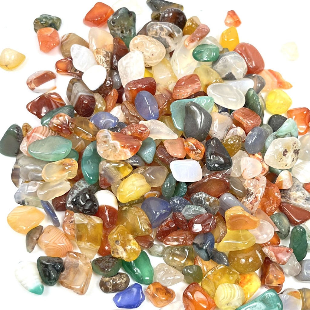 五彩石五色石七彩石天然瑪瑙玉髓原石五行石五色碎石聚寶盆招財開運