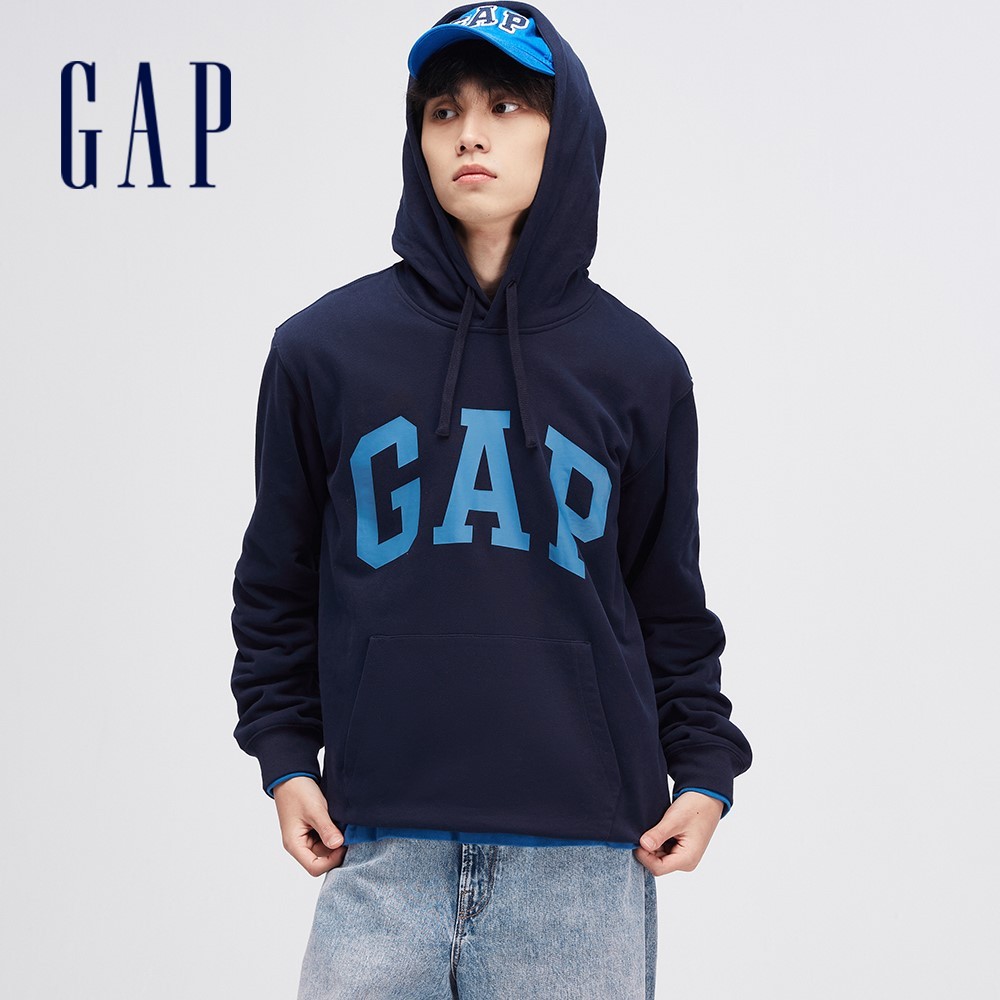 Gap 男女同款Logo帽T 碳素軟磨法式圈織系列-海軍藍(892186) | 蝦皮購物