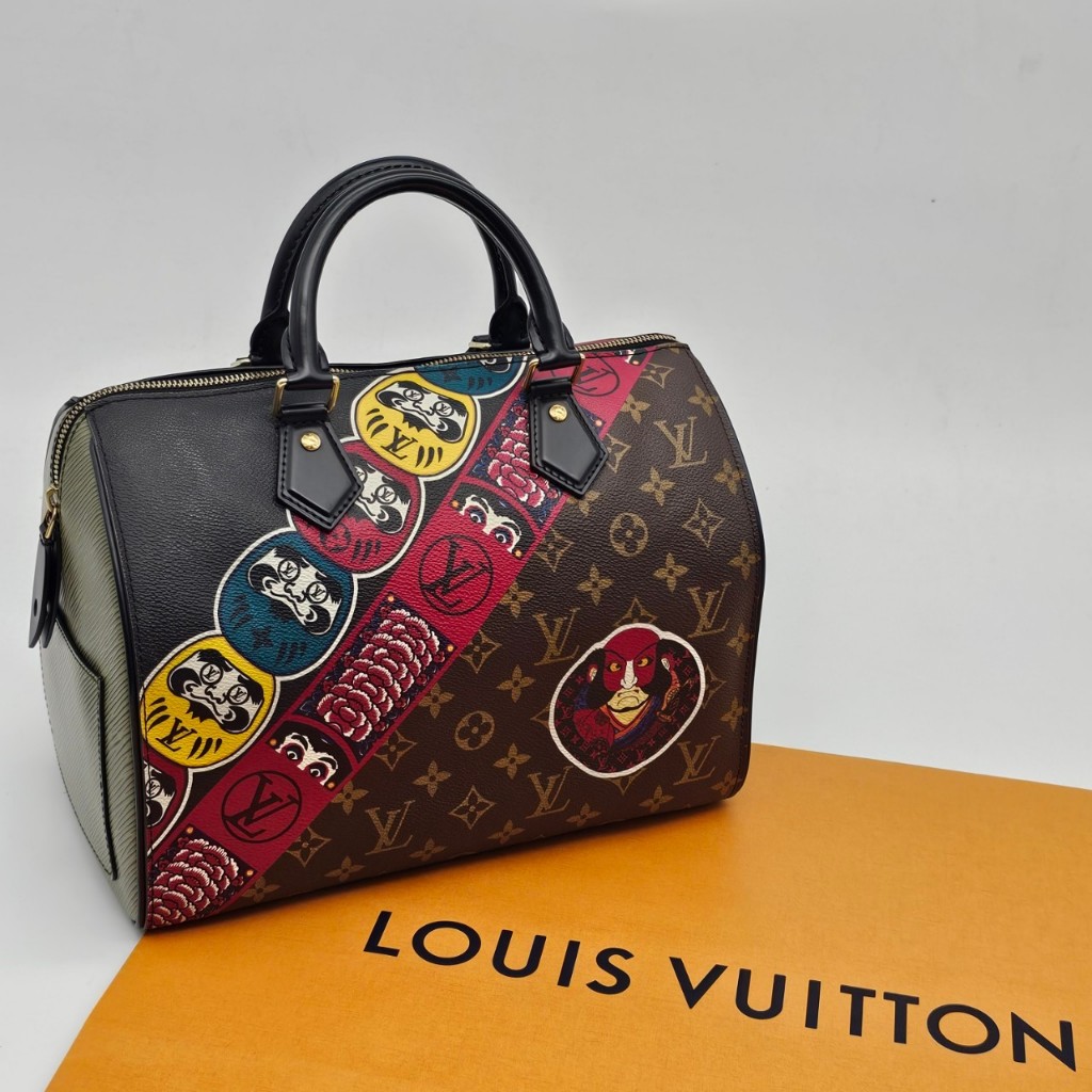 哈極品】美品《 Louis Vuitton LV 限量款老花字紋山本寬齋30公分波士頓