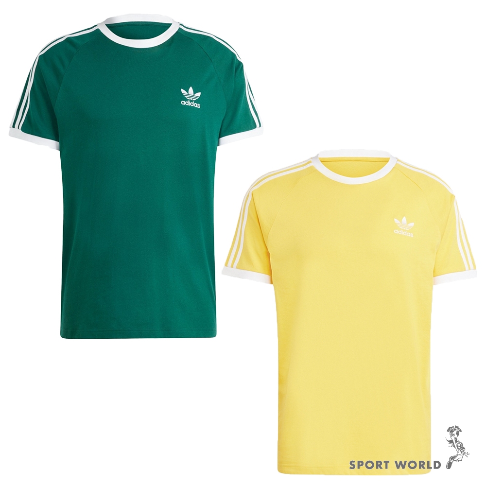 Adidas 短袖上衣 男裝 修身 三葉草 純棉 綠/黃【運動世界】IM9387/IM9388 | 蝦皮購物