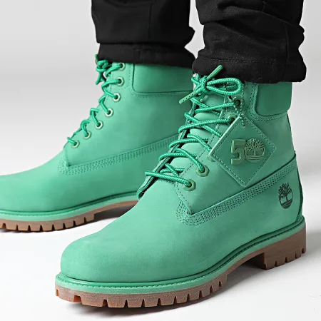 Timberland 男鞋淺灰橙綠極光紫夕陽紅磨砂革50週年6吋防水靴橡膠