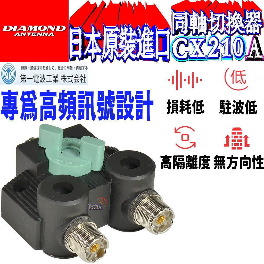 ☆波霸無線☆日本原裝進口DIAMOND CX210A同軸切換器無線電一入二出分配
